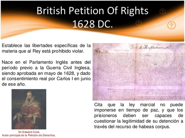 1628 d.c. PETICIÓN DE DERECHO BRITÁNICA