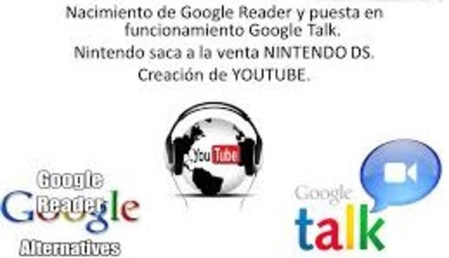 Nacimiento de Google Reader y puesta en funcionamiento de Google Talk. Sale Nitendo DS. se crea Youtube