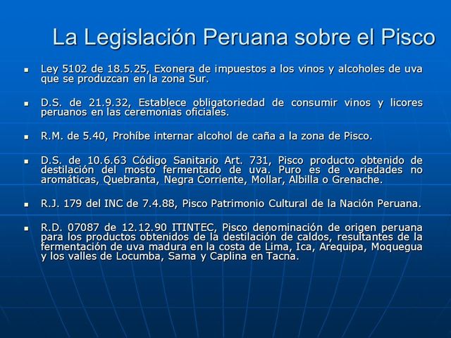 LEGISLACIÓN PERUANA DEL PISCO