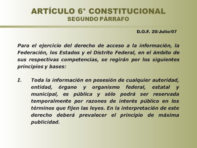 Adición de un segundo párrafo al articulo 6° constitucional