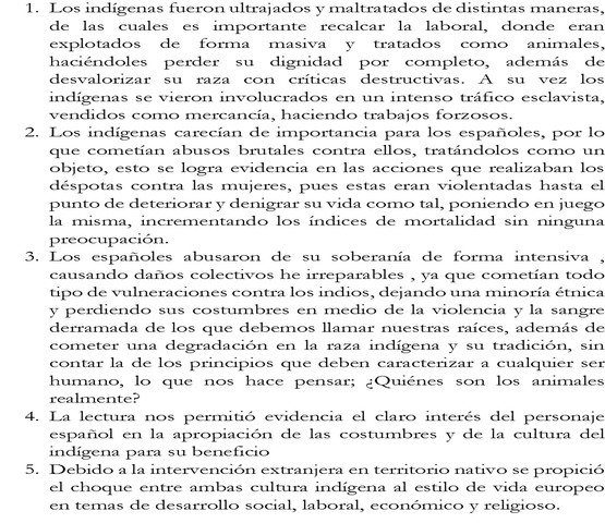 CONCLUSIONES TRATO DE LOS ESPAÑOLES HACIA LOS INDIGENAS