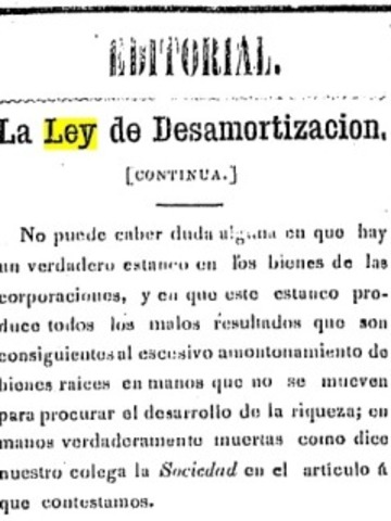 Decreto de desamortizacion de bienes de manos muertas