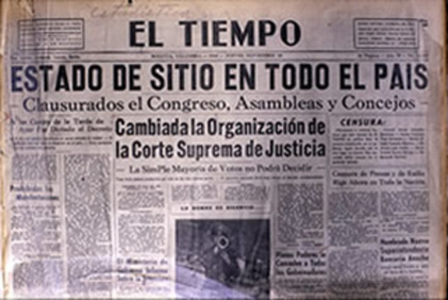 el presidente Ospina ordena el cierre inmediato del Congreso.