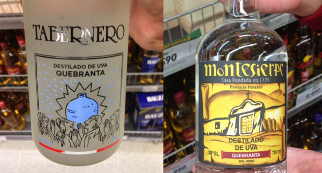 Así se vende el pisco peruano en los supermercados de Chile
