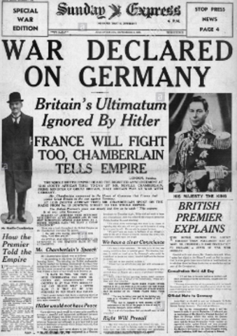 Britain and France declare war on Germany