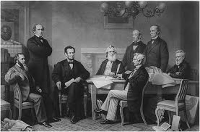 President Lincoln presents the Emancipation Proclamation