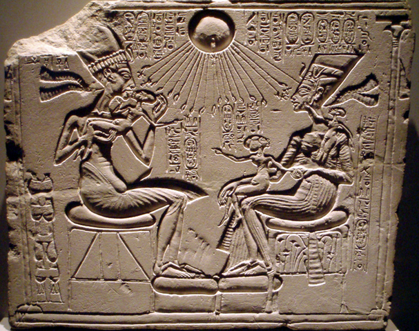 Akhenaten, Nefertiti, and Three Daughters