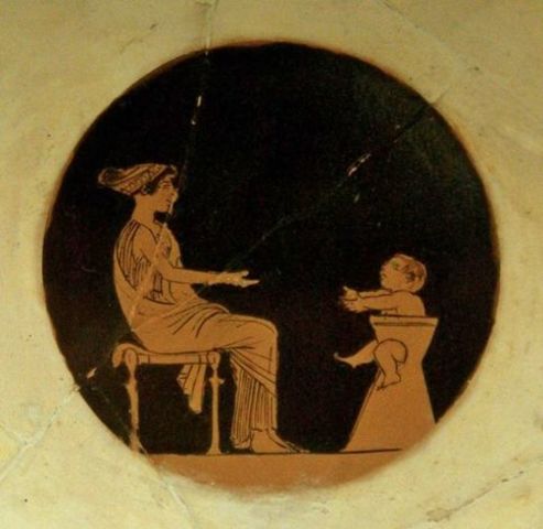 Greek Pot with Mother and Child