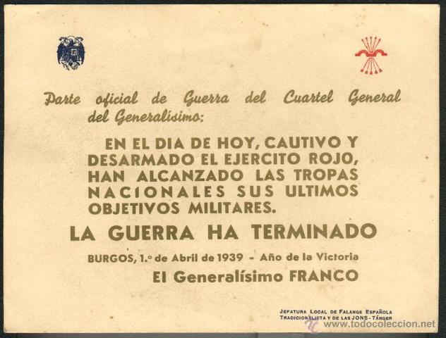 FINALIZACIÓN DE LA GUERRA CIVIL