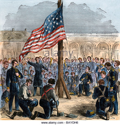 United States flag raised over Fort Sumter, South Carolina
