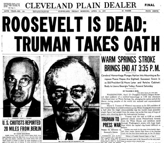 President Roosevelt Dies