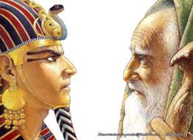 Moisés habla con el faraón.