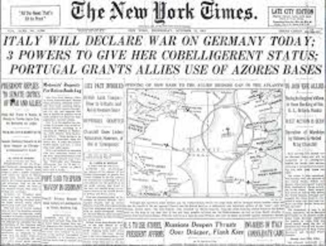 Italy declared war on Germany and Austria