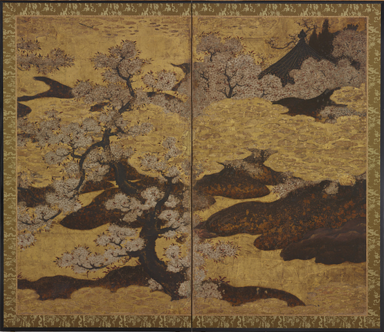 Title: Blossoming cherry trees