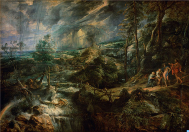 Title: Stormy Landscape with Philemon and Baucis