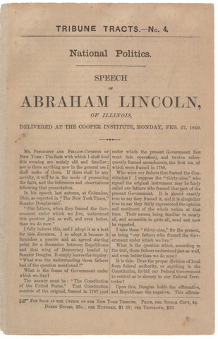 Lincoln Gives Address at Cooper Union