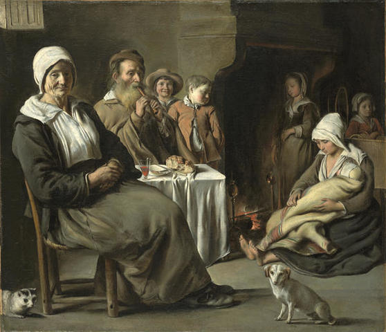 Peasant Interior with an Old Flute Player, Louis Le Nain. Located in the Kimbell Art Museum.