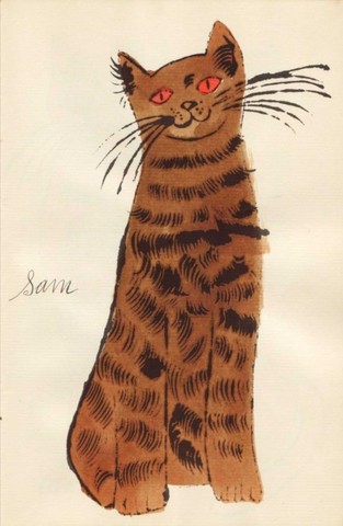 Brown Sam with Orange Eyes, Andy Warhol. Located in the Sims Reed Gallery.