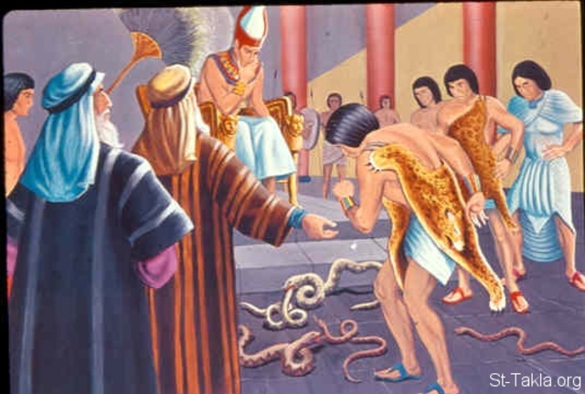 Moisés y Aarón hablan con el rey de Egipto: