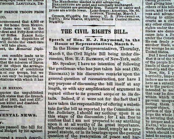 Veto for Civil RIghts Act of 1866 overidden