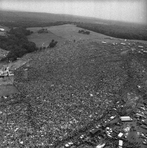 Crowds at the original Woodstock Music Festival