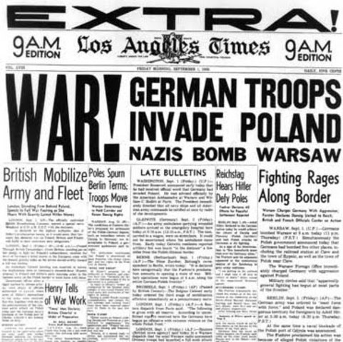 Comienza la Segunda Guerra Mundial en Europa.