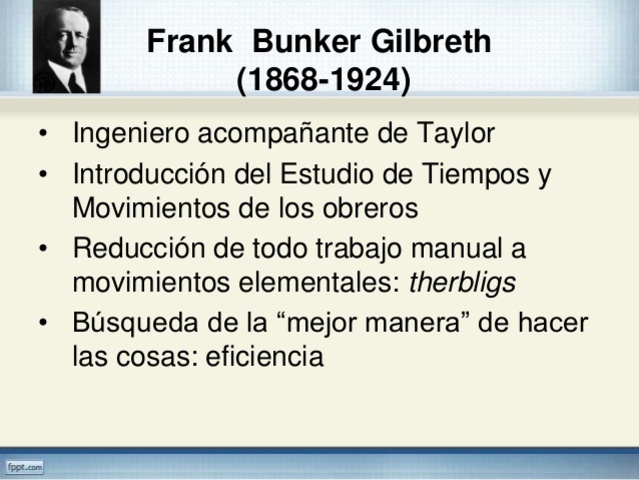 Frank Bunker establece el sistema therbling optimizando el rendimiento en muchas empresas del momento.