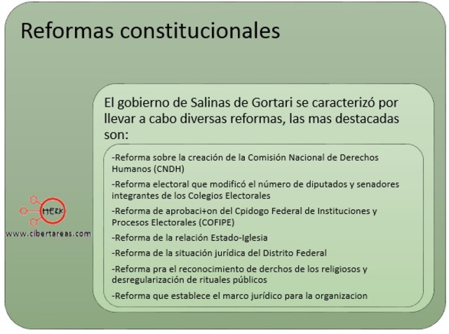 El sexenio del Presidente Salinas de Gortari (1988-1994) realiza cambios de carácter estructural en algunas dependencias de la Administración, desaparece la Secretaría de Programación y Presupuesto, y surge la Secretaría de Hacienda y Crédito Público.