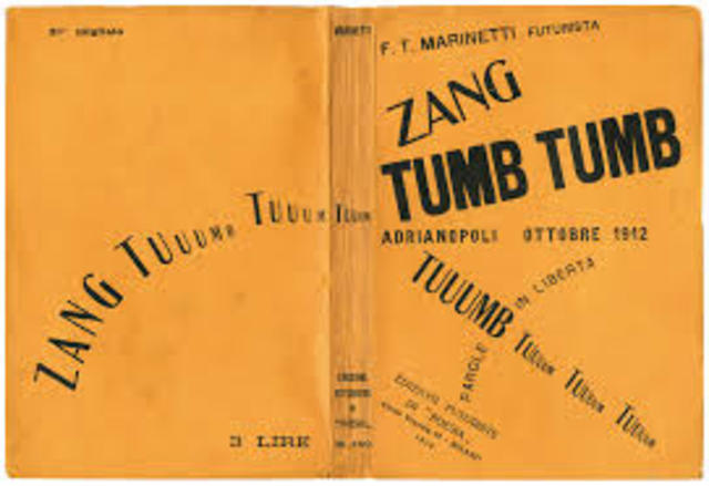 Marinetti contribuyó al diseño gráfico, única en su género, con un libro.