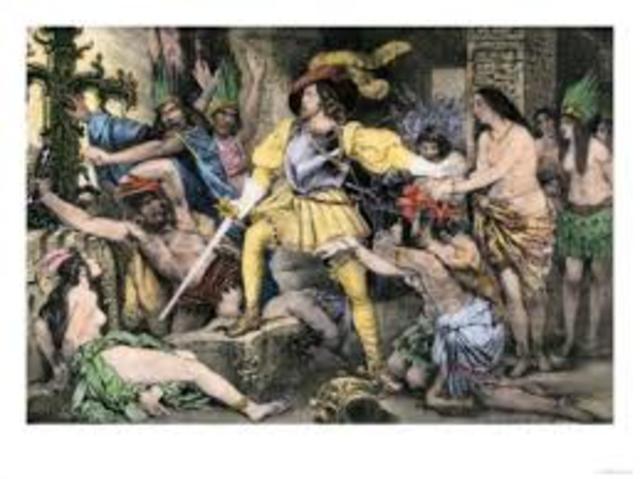 Spanish massacre Aztecs