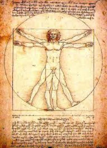 Da Vinci completes the Vitruvian Man.