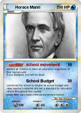Horace Mann of Boston, worked to reform the public school system. Kindergarten through 12 grade.