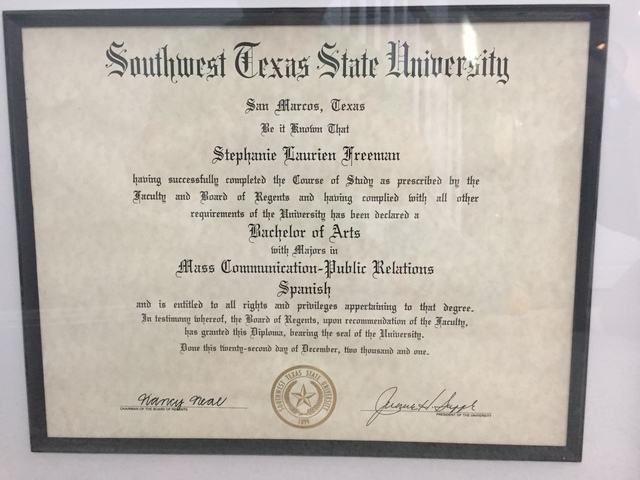 Graduated from Texas State University