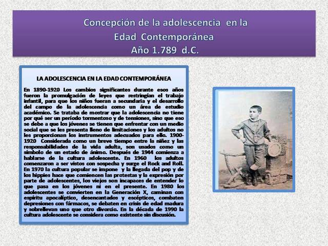 Concepción de la adolescencia  en la Edad  Contemporánea