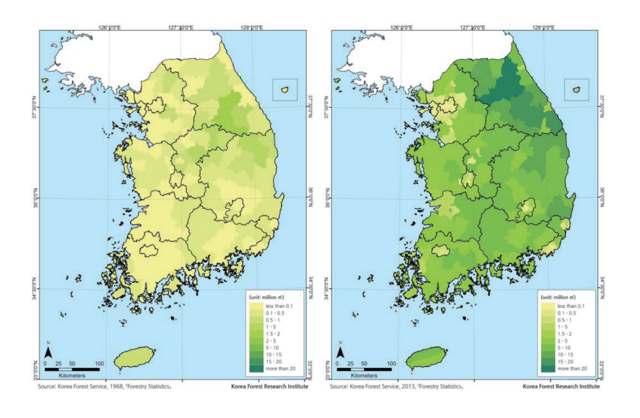 Corea del Sur y sus árboles de posguerra
