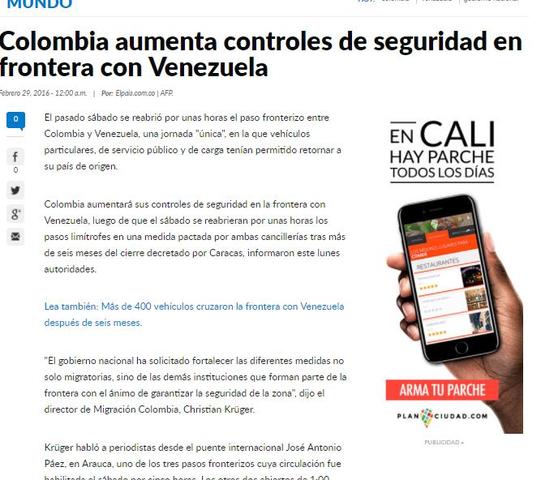 Colombia aumenta controles de seguridad en frontera con Venezuela