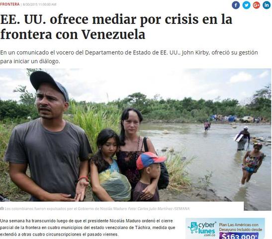 EE. UU. ofrece mediar por crisis en la frontera con Venezuela