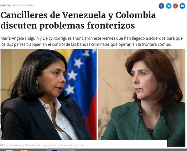 Cancilleres de Venezuela y Colombia discuten problemas fronterizos