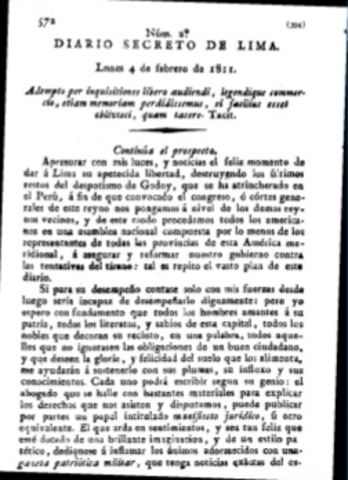 El Diario Secreto de Lima,1811.