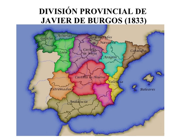 División provincial de Javier de Burgos (rexencia de María Cristina