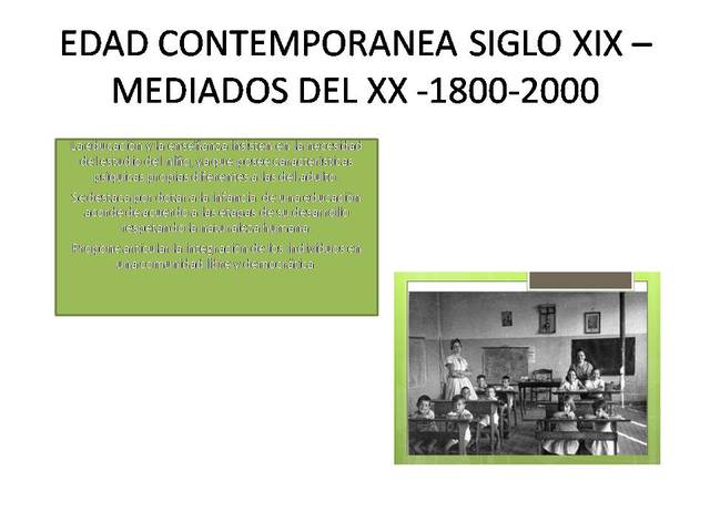 EDAD CONTEMPORANEA SIGLO XIX –MEDIADOS DEL XX