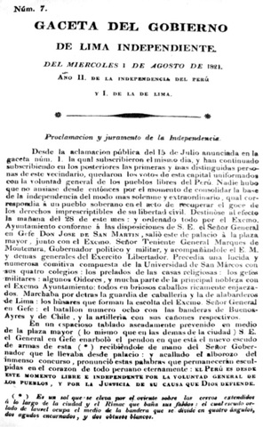 Gaceta del Gobierno de Lima Independiente