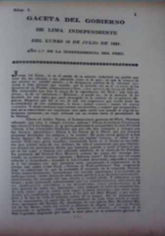 Gaceta del Gobierno de Lima Independiente