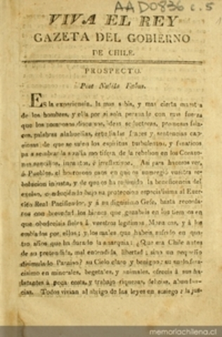 1810 - LA GACETA DEL GOBIERNO DE LIMA