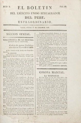 El Boletín del Ejercito Restaurador del Perú
