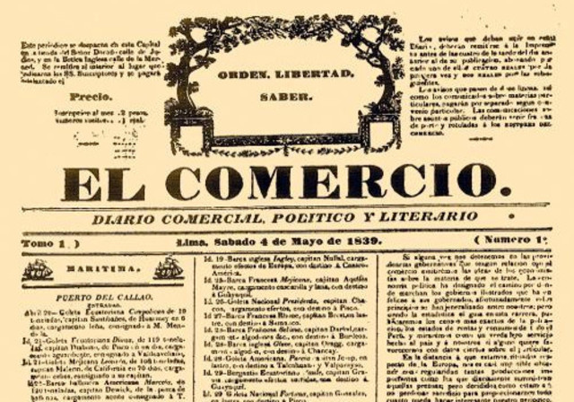 "El Comercio" aparece el 4 de mayo de 1839.