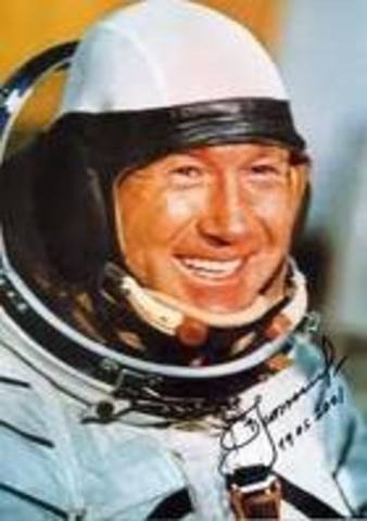 First Man Off His Space Capsule