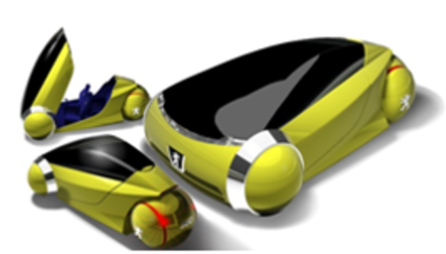 Peugeot 360 automóvil sin ruedas.