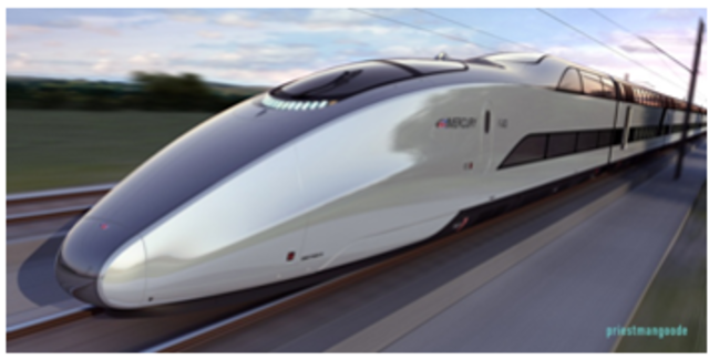 el tren mercurio Un tren conceptual que viaja a 225 mph (362kph).