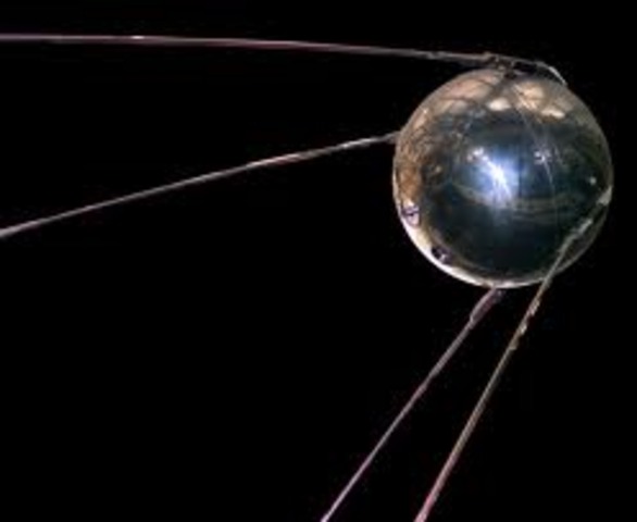 The Soviet Union launches the first "Sputnik" into space.